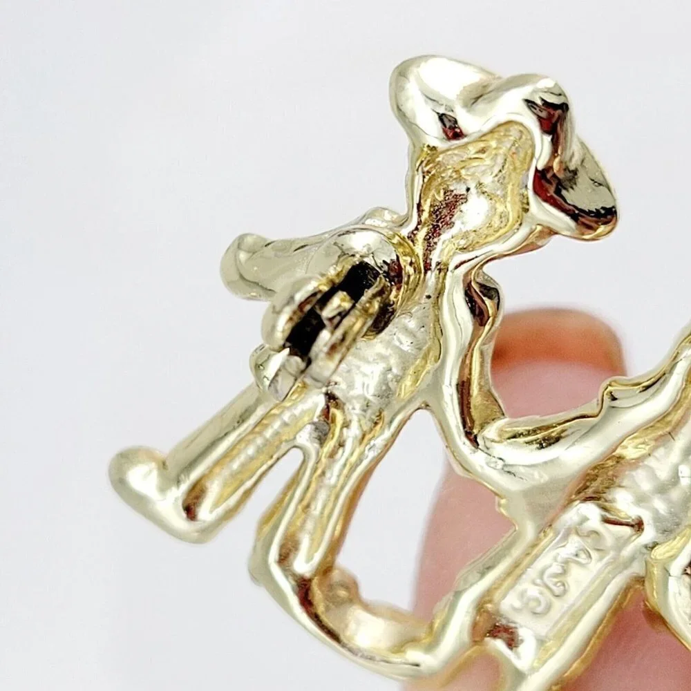 AJC American Jewelry Co. Children Of The World Brooch Satin & Polished Gold Tone